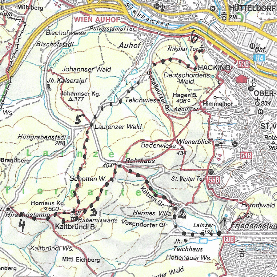 Eine Karte der Route der dritten Wanderung 2023