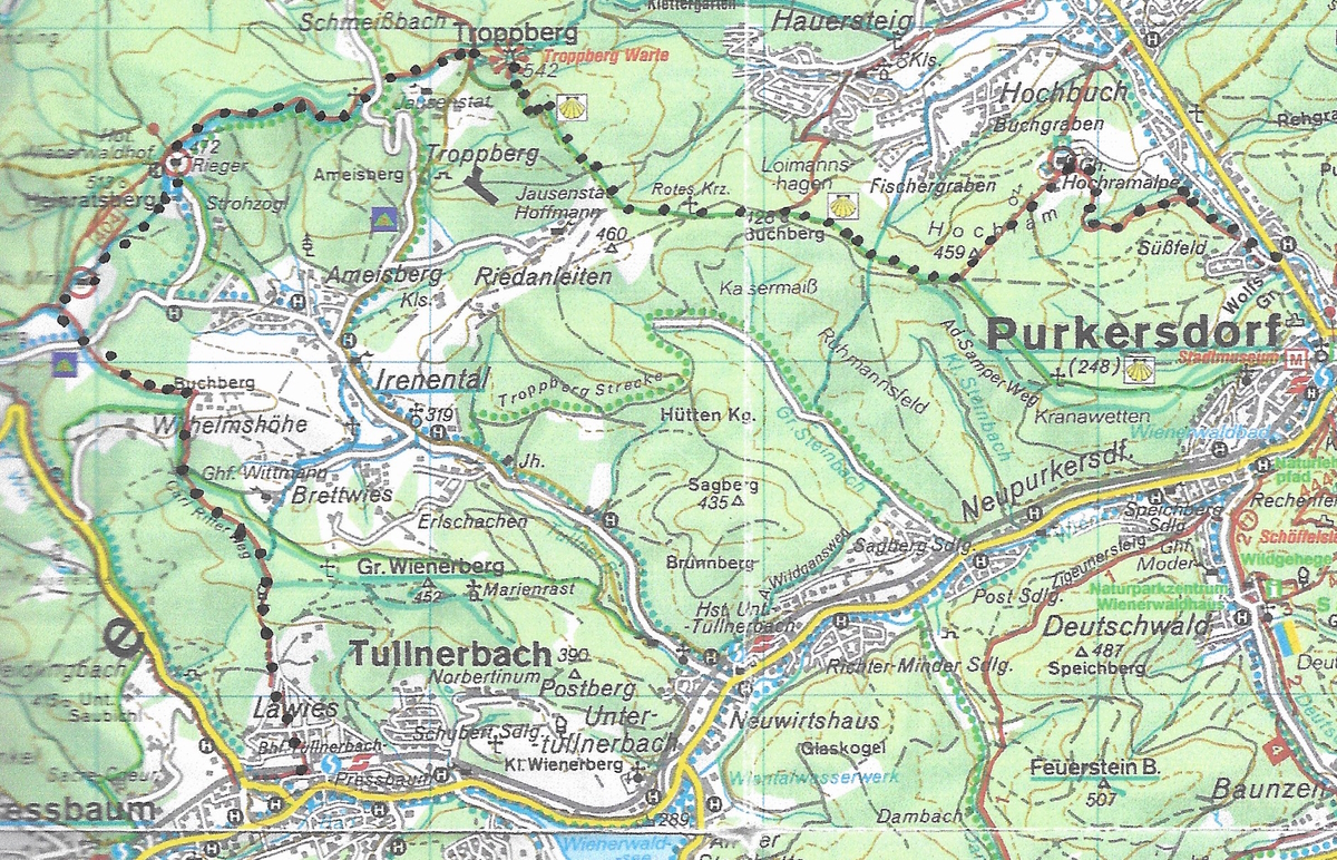 Karte mit Route der 4. Wanderung 2023
