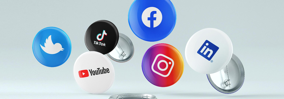 Verschiedne Buttons mit Social-Media-Logos