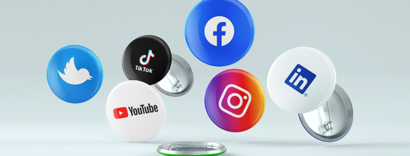 Verschiedne Buttons mit Social-Media-Logos
