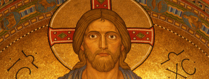 Ein Jesus-Fresko mit dem Auferstandenen aus einer orthodoxen Kirche